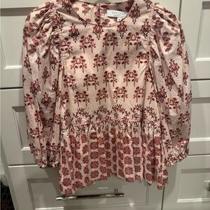 Hunter Bell Red and White Patterned Blouse